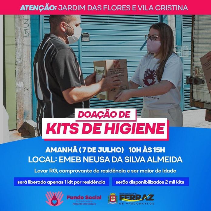 distribuição de kits de higiene